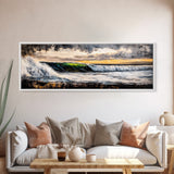 Sunset Ocean Wave, Dramatic Seascape Art, Coastal Home Decor, Bold Nature Painting, Tropical Wall Art, Beach House Canvas Print
