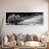 Monochrome Tree Art, Dramatic Nature Painting, Black and White Wall Decor, Minimalist Forest Print, Modern Office Art, Framed Canvas Print