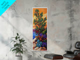 Sunset Tree, Wildflowers Desert, Canvas Print, Autumn sunset art, southwestern nature decor, boho fall home accent, canyon wall painting
