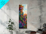 Vibrant Tropical, Jungle Art – Framed Canvas Print, tropical rainforest painting, bold wall decor, boho living room wall art, botanical vibe