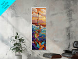 Lantern Ocean, Dreamscape Path – Canvas Print surreal ocean dream painting, fantasy art, whimsical coastal decor, imaginative bedroom wall art