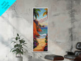 Tropical, Ocean, Pathway, Paradise - Framed Canvas Print, Coastal Landscape Wall Art, Living Room Tropical Decor, Boho Summer Beach Art