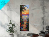 Tropical, Sunset, Pathway, Dreamscape, Canvas Print, dreamy tropical sunset pathway, vacation vibe boho art, living room or bedroom wall art