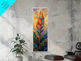Rainbow, Leaf, Botanical, Sunset, Framed Canvas Print vibrant tropical plant wall decor boho botanical kitchen wall art nature lovers gift