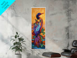 Bird, Colorful, Floral, Elegant, Framed Canvas Print exotic bird painting living room wall art bold colorful feathers tropical boho art