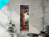 Whimsical, Tree, Forest, Nature, Framed Canvas Print, Autumn tree art in impressionist style, perfect Living Room Wall Art or Fall Decor