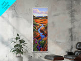 Autumn River, Landscape, Nature Scene Framed Canvas Print, Rustic Fall Art, Living Room Wall Decor, Colorful Country Landscape Painting