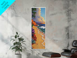 Palm Beach, Sunset, Tropical Escape Canvas Print, Coastal Bedroom Wall Art, Bold Ocean Painting, Colorful Seaside Decor