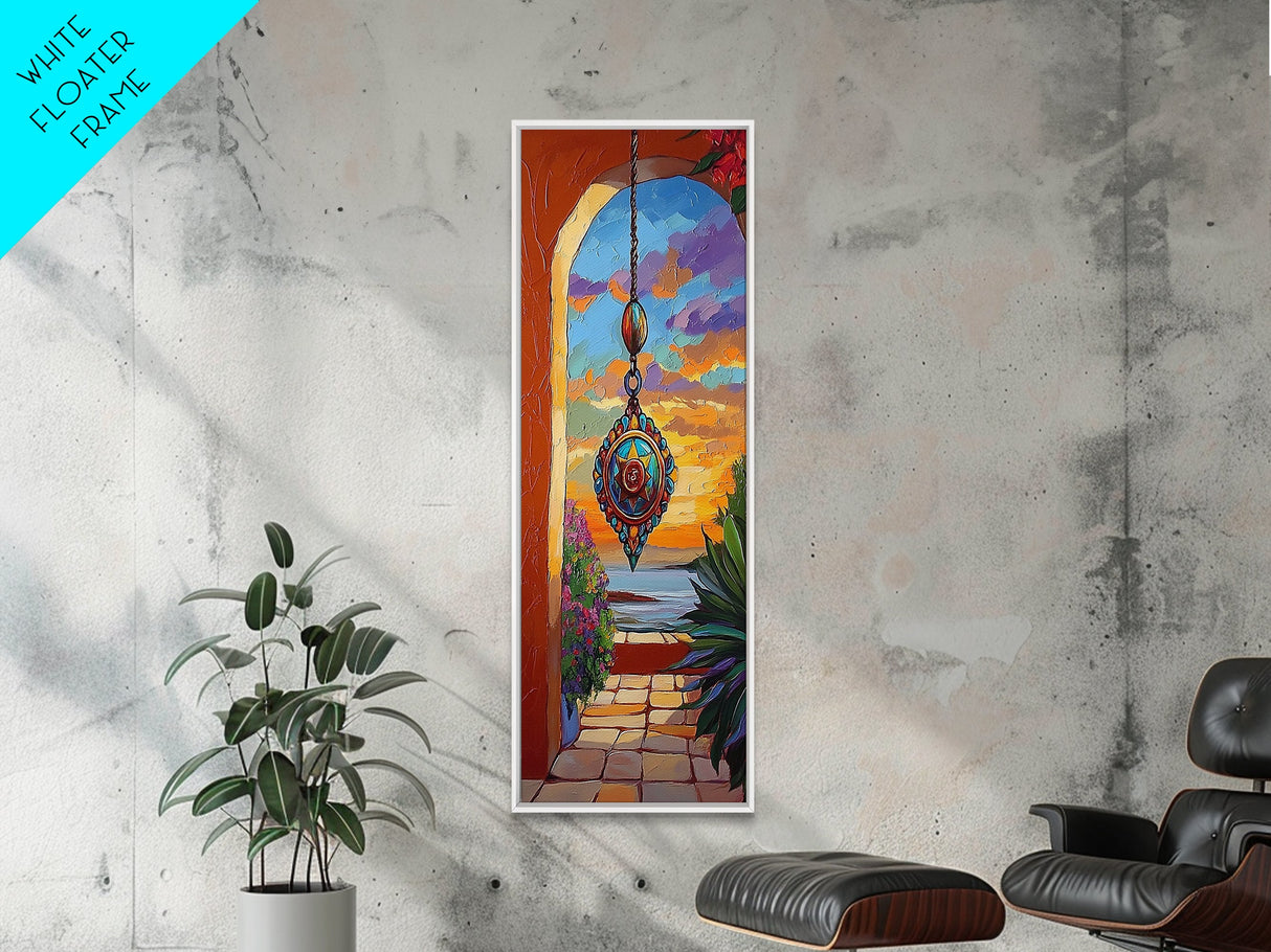 Sunset Mandala, Meditation, Framed Canvas Print, Spiritual Boho Wall Art, Chakra Inspired Entryway Decor, Serene Ocean Meditation Style