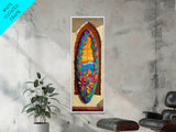 Surfboard Flower, Ocean, Framed Canvas Print, Tropical Beach Wall Art, Boho Coastal Decor, Colorful Surfboard Painting, Bedroom Art