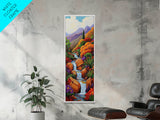Waterfall Garden, Autumn Colors, Mountain Landscape Art, Framed Canvas Print, Nature Scene Wall Decor, Cozy Living Room Accent