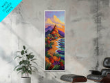 Desert Bloom, Cactus Garden, Colorful Mountain Art, Framed Canvas Print, Vibrant Southwestern Wall Decor, Fall Living Room Accent