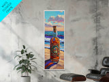 Ocean Bottle, Seaside, Reflections, Framed Canvas Print, Coastal Kitchen Decor, Nautical Wall Art, Beach House Art, Surreal Coastal Painting