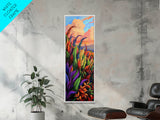 Leaves Sunset, Fall, Nature, Canvas Print, Autumn Wall Art, Colorful Landscape Decor, Cozy Living Room Accent, Botanical Fall Painting