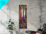 Redwood Forest, Pathway, Serenity - Framed Canvas Print, majestic tall trees art, calming woodland wall décor, rustic cabin or den decor