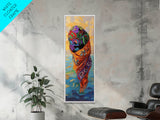 Floating Scarf, Ocean Breeze, Abstract Flow, Framed Canvas Print, colorful surreal art, modern boho wall décor, bedroom artistic nook