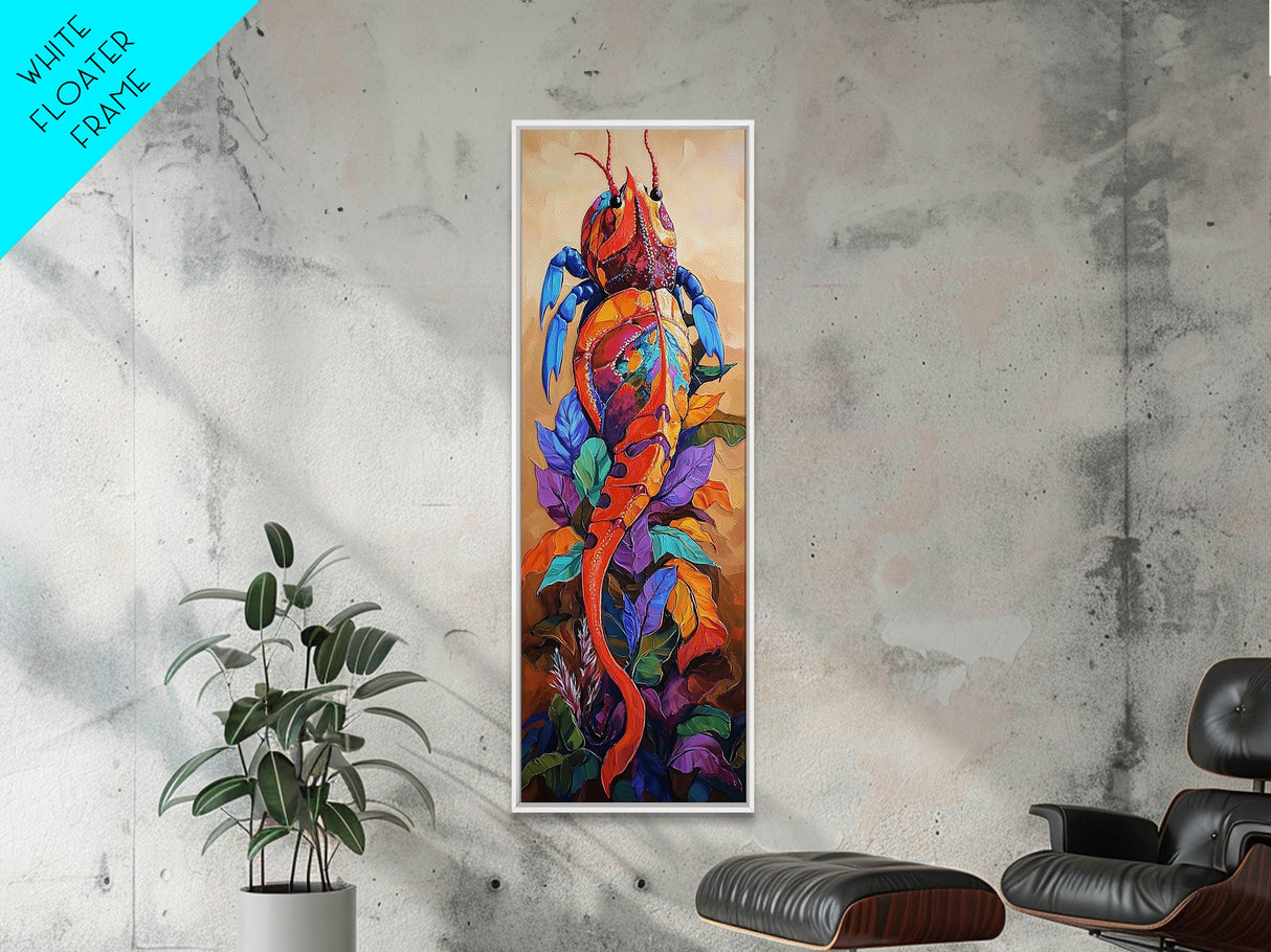 Crab Abstract, Bright Sea, Canvas Print, Nautical wall art, whimsical seafood decor, coastal beach house accent, bold boho lobster painting