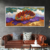 Shell Ocean, Jewel, Framed Canvas Print, Whimsical Ocean Shell Painting, Colorful Sea Treasure Wall Art, Nursery Decor