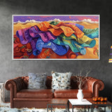 Blanket Desert, Colorful, Framed Canvas Print, Vibrant Serape Blanket Art, Southwestern Boho Wall Decor, Fall Entryway Art