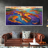 Sunset Island, Vibes, Tropical, Canvas Print, coastal landscape wall art, tropical home decor, beach house art, colorful ocean print