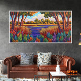 Autumn River, Landscape, Tranquil, Framed Canvas Print, fall river landscape, Entryway Wall Art, autumn colors, nature decor