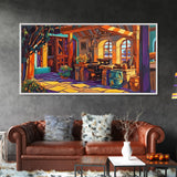 Rustic Kitchen, Mexican, Decor, Framed Canvas Print of rustic kitchen, Kitchen Wall Art, warm tones, bohemian style interior decor