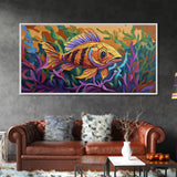 Fish Ocean, Bold, Art, Canvas Print, vibrant tropical fish, Bathroom Wall Art, nautical ocean art, kids beach decor, coastal painting