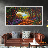 Trees Path, Ocean, Framed Canvas Print, Nature Trail Landscape Art, Peaceful Forest Wall Decor, Tranquil Boho Living Room Art