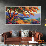 Tree Ocean, Autumn, Path, Coastal autumn treescape, Canvas Print, Warm Fall Tones, Nature Lover Gift, Living Room or Study Art