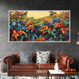 Grapes Harvest, Vineyard, Autumn, Framed Canvas Print vibrant fall kitchen wall art, farmhouse harvest decor, vineyard fruit painting