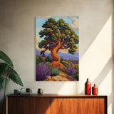 Tree Landscape, Nature, Autumn, Framed Canvas Print twisted pine tree painting, desert sunset landscape, nature wall decor, rustic boho art