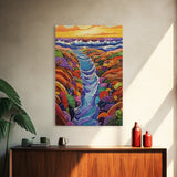 Ocean Tidepool, Rainbow, Shoreline, Canvas Print vivid shoreline tidepool painting, colorful abstract coastal artwork, ocean bathroom wall art