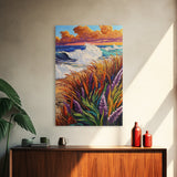 Waves Cliff, Paradise, Splash, Framed Canvas Print, Tropical beach wall art, ocean wave painting, coastal home décor, island vibes