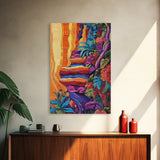 Canyon Path, Vibrant, Nature, Canvas Print bold textured painting, desert botanical wall decor, hallway art, southwest boho jungle print