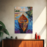 Boat Jungle, Paddle, Colorful Canvas Print, Adventure Nursery Wall Art, Tropical Nature Decor, Bright Travel Inspired Painting