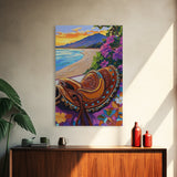 Saddle Sunset, Coastal, Rustic, Framed Canvas Print, Coastal Wall Art, Western Sunset Decor, Rustic Summer Vibes, Living Room Boho Artwork