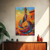 Colorful Pendant, Abstract Jewelry, Bohemian Style, Artistic Decor, Warm Sunset Tones, Bedroom Wall Art, Framed Canvas Print