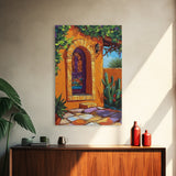 Spanish Doorway Scene, Rustic Home Art, Desert Vibes, Warm Entryway Decor, Framed Canvas Print, Southwestern Kitchen Wall Art