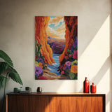 Canyon Wildflowers, Desert, Horizon, Canvas Print bold desert canyon landscape boho rustic mountain view wildflower wall art hallway decor