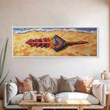 Tribal Arrow Symbol, Colorful Boho Style, Desert Beach Art, Canvas Print, Southwestern Decor, Eclectic Wall Accent