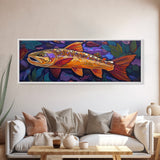 Golden Trout, Colorful Fish, Underwater Scene, Cabin Accent, Canvas Print, Fishing Lodge Decor, Rustic Nature Wall Art