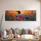 Sunset Bird, Floral Loon, Vibrant Nature, Colorful Wildlife, Canvas Print, cabin wall art, rustic boho art, birdwatcher gift