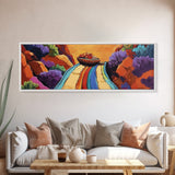 Mexican Blanket Table, Colorful Still Life, Canyon View, Canvas Print, Kitchen Wall Art, Folk Style Decor, Boho Dining Room Art