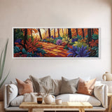 Forest Path, Autumn Leaves, Whimsical Foliage, Canvas Print, Fall Living Room Wall Art, Cozy Nature Decor, Warm Seasonal Aesthetic