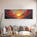 Sunset Serenity Sky, Mountain Glow Art, Dreamy Landscape Painting, Canvas Print, Peaceful Wall Decor, Living Room or Meditation Space