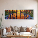 Sunset Reflection, Tranquil Forest, Swamp Scene, Cypress Trees, Framed Canvas Print, Autumn Wall Art, Rustic Decor, Nature Art