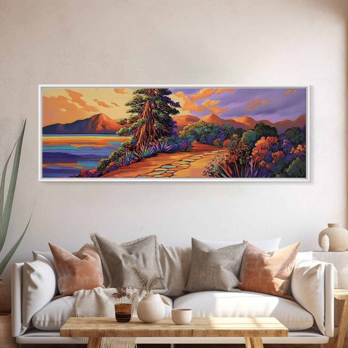 Sunset Trail, Mountain Path, Vibrant Nature, Canvas Print, Colorful Landscape Art, Rustic Home Decor, Fall Living Room Wall Art