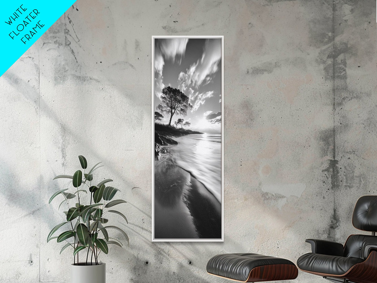 Sunset Coastal Trees, Ocean Shoreline Art, Nature Canvas Print, Framed Canvas Print, Living Room Wall Decor, Serene Landscape