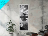 Weathered House, Abandoned Shack, Reflection Lake, Framed Canvas Print, Rustic cabin wall art, Fall entryway decor, Moody farmhouse aesthetic