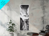 Cliffside Horizon, Beach Escape, Black and White Nature, Framed Canvas Print, Coastal Wall Art, Entryway Decor, Minimalist Aesthetic